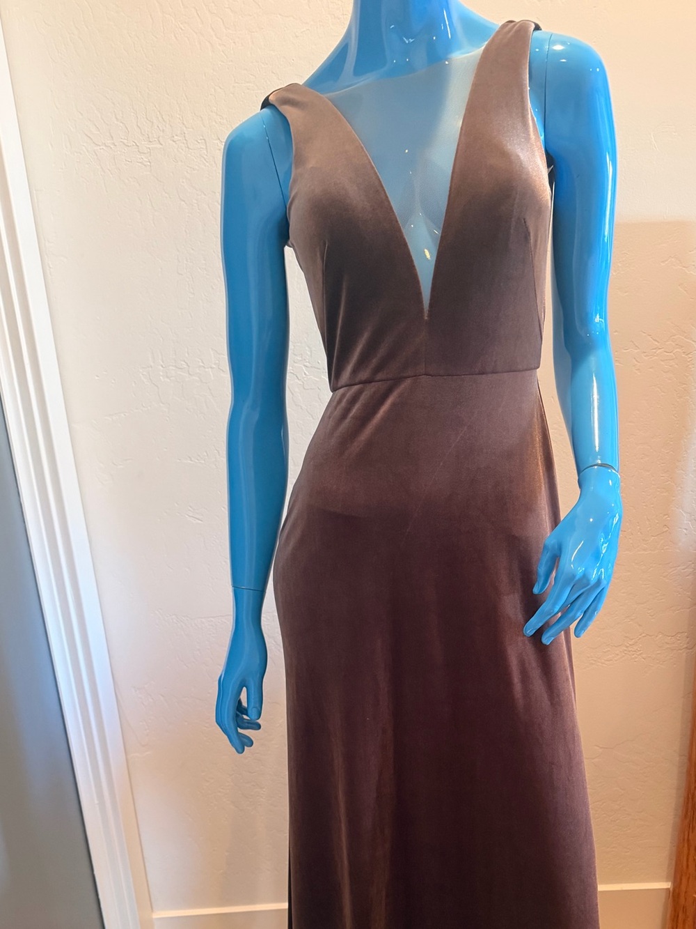 Jenny Yoo Collection Velvet Maxi Gown with Plunging V-Neck - Picture 11 of 11